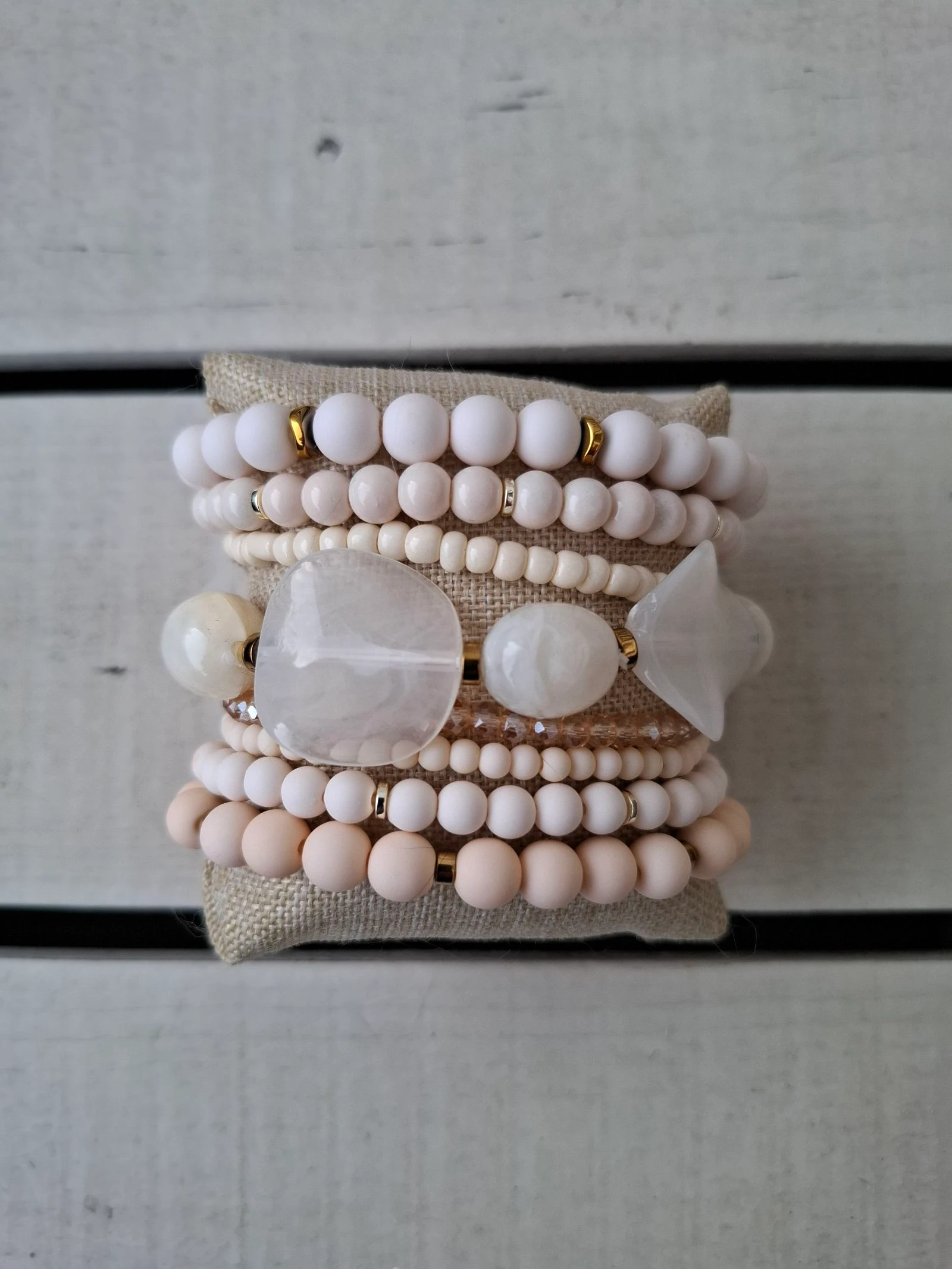 Bracelet/ armbanden set ivoor